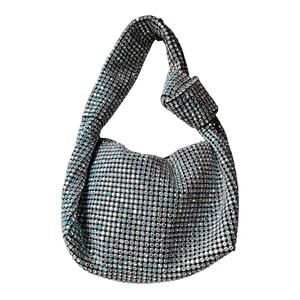 MADISON WEST Bring on the Bling Bag Silver Crystals Evening Party Black Lining